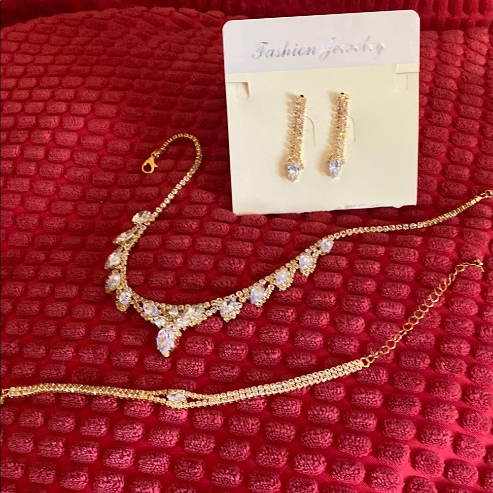 Gold and Silver Necklace with Sparkling Gemstones